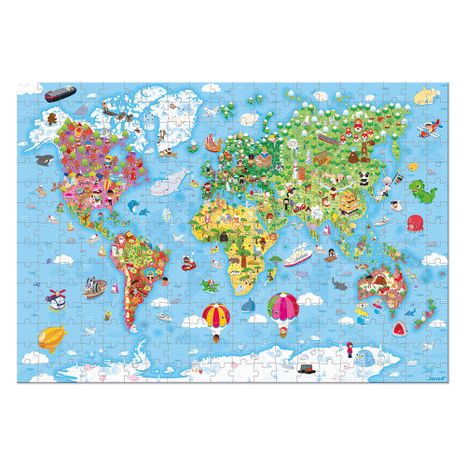 Janod Puzzle v kufríku 300ks Mapa sveta