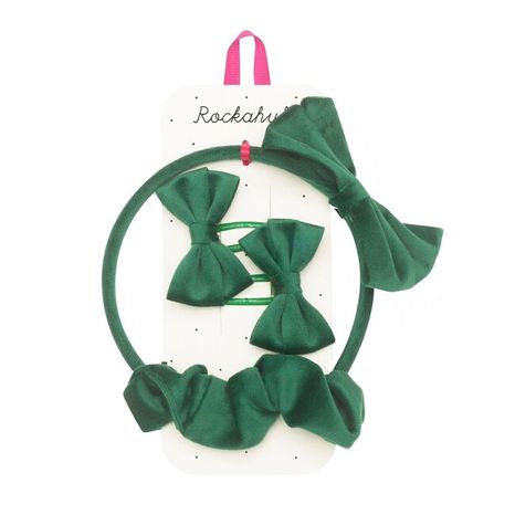 Set doplnkov do vlasov Rockahula Kids: Velvet Bow Green